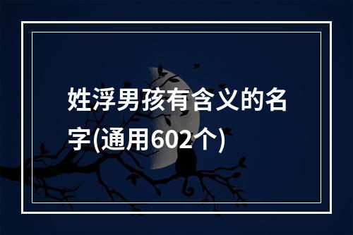 姓浮男孩有含义的名字(通用602个)