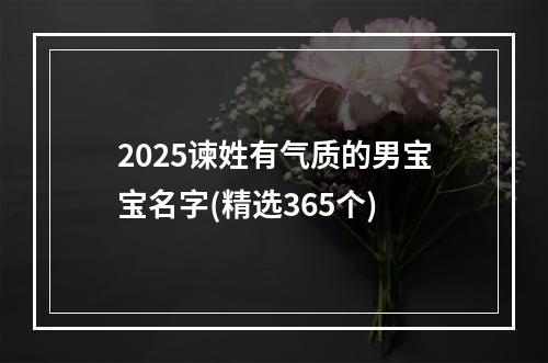 2025谏姓有气质的男宝宝名字(精选365个)