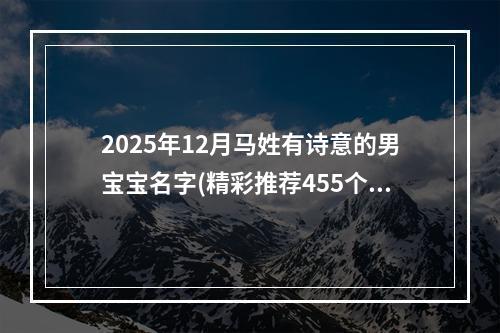2025年12月马姓有诗意的男宝宝名字(精彩推荐455个)
