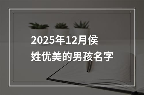 2025年12月侯姓优美的男孩名字