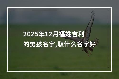 2025年12月福姓吉利的男孩名字,取什么名字好