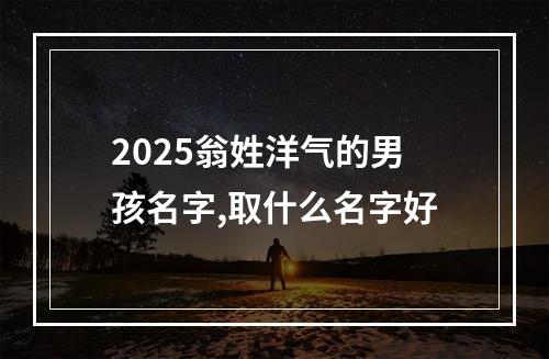 2025翁姓洋气的男孩名字,取什么名字好