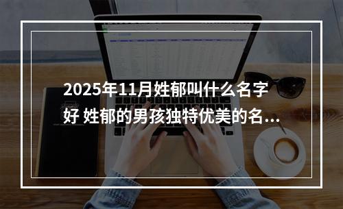2025年11月姓郁叫什么名字好 姓郁的男孩独特优美的名字