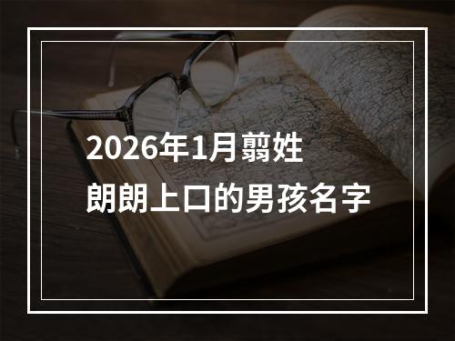 2026年1月翦姓朗朗上口的男孩名字