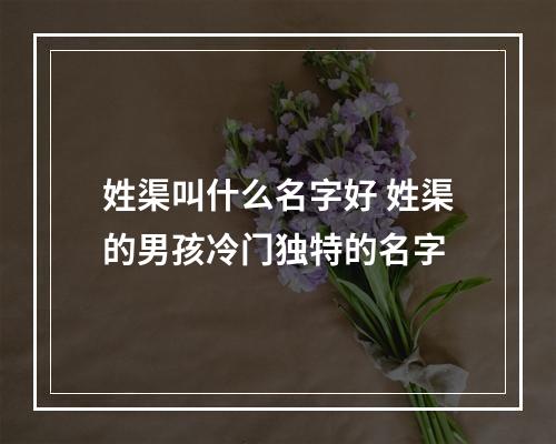 姓渠叫什么名字好 姓渠的男孩冷门独特的名字