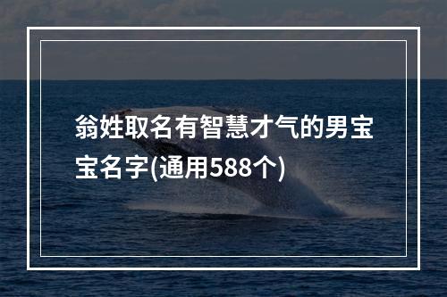 翁姓取名有智慧才气的男宝宝名字(通用588个)
