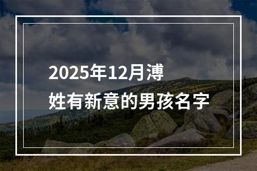 2025年12月溥姓有新意的男孩名字