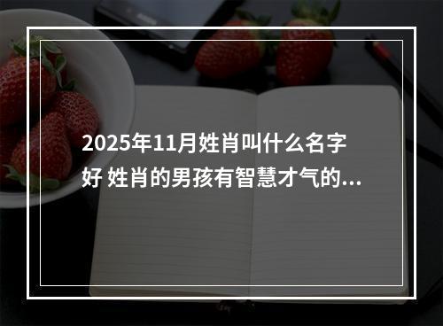2025年11月姓肖叫什么名字好 姓肖的男孩有智慧才气的名字