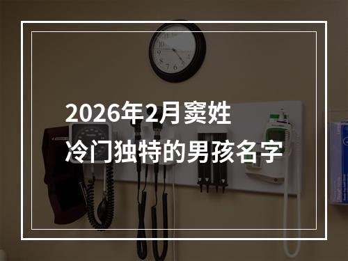 2026年2月窦姓冷门独特的男孩名字