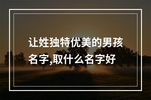 让姓独特优美的男孩名字,取什么名字好