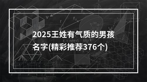 2025王姓有气质的男孩名字(精彩推荐376个)