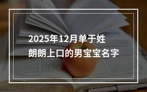 2025年12月单于姓朗朗上口的男宝宝名字