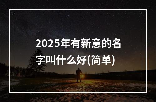 2025年有新意的名字叫什么好(简单)
