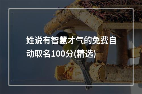 姓说有智慧才气的免费自动取名100分(精选)