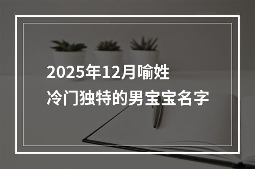 2025年12月喻姓冷门独特的男宝宝名字
