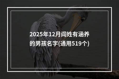 2025年12月阎姓有涵养的男孩名字(通用519个)
