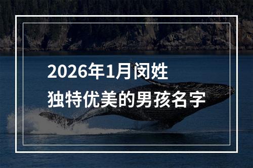 2026年1月闵姓独特优美的男孩名字
