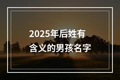 2025年后姓有含义的男孩名字