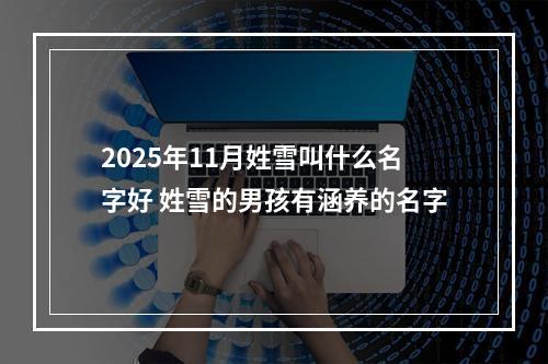 2025年11月姓雪叫什么名字好 姓雪的男孩有涵养的名字