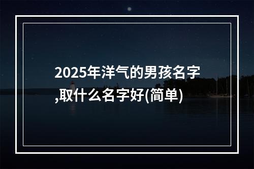 2025年洋气的男孩名字,取什么名字好(简单)