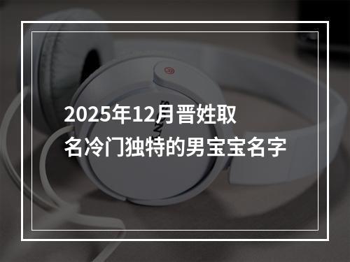 2025年12月晋姓取名冷门独特的男宝宝名字