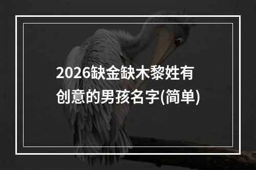 2026缺金缺木黎姓有创意的男孩名字(简单)