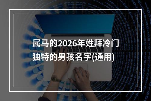 属马的2026年姓拜冷门独特的男孩名字(通用)