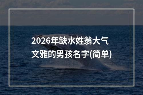 2026年缺水姓翁大气文雅的男孩名字(简单)