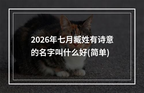 2026年七月臧姓有诗意的名字叫什么好(简单)