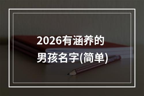 2026有涵养的男孩名字(简单)