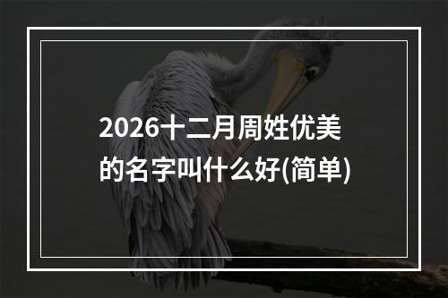2026十二月周姓优美的名字叫什么好(简单)