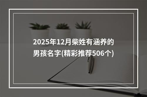 2025年12月柴姓有涵养的男孩名字(精彩推荐506个)