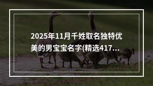 2025年11月千姓取名独特优美的男宝宝名字(精选417个)