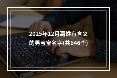 2025年12月嘉姓有含义的男宝宝名字(共646个)