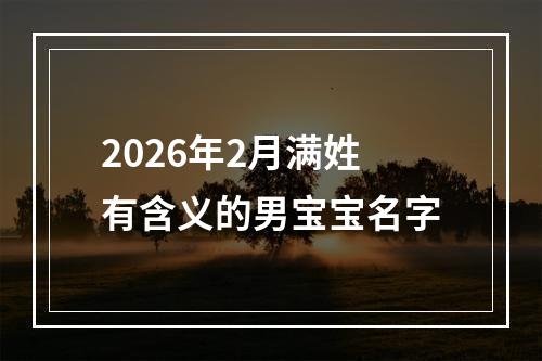 2026年2月满姓有含义的男宝宝名字