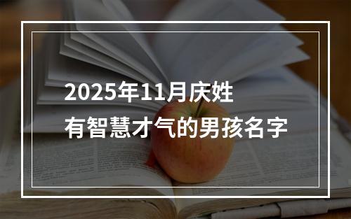 2025年11月庆姓有智慧才气的男孩名字