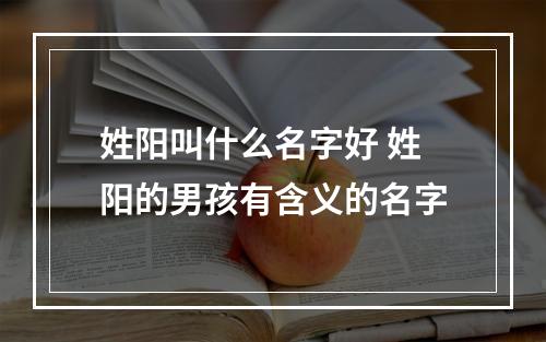 姓阳叫什么名字好 姓阳的男孩有含义的名字