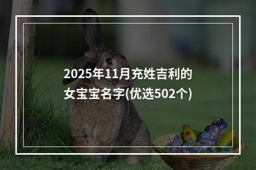 2025年11月充姓吉利的女宝宝名字(优选502个)