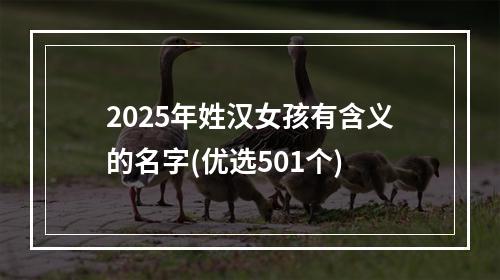 2025年姓汉女孩有含义的名字(优选501个)