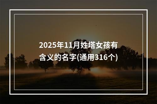 2025年11月姓塔女孩有含义的名字(通用316个)