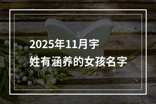 2025年11月宇姓有涵养的女孩名字