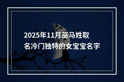 2025年11月巫马姓取名冷门独特的女宝宝名字