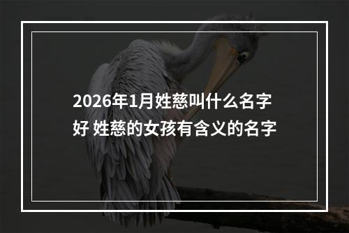 2026年1月姓慈叫什么名字好 姓慈的女孩有含义的名字