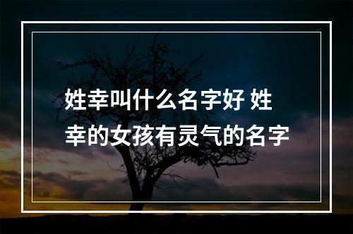 姓幸叫什么名字好 姓幸的女孩有灵气的名字