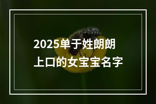 2025单于姓朗朗上口的女宝宝名字