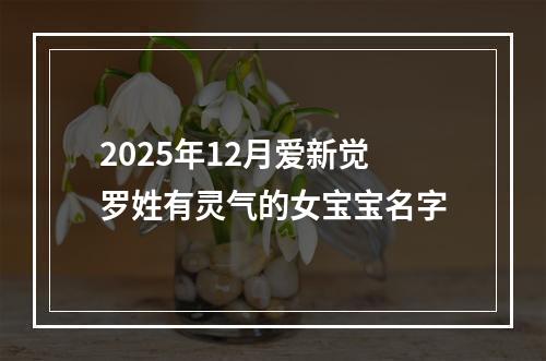 2025年12月爱新觉罗姓有灵气的女宝宝名字