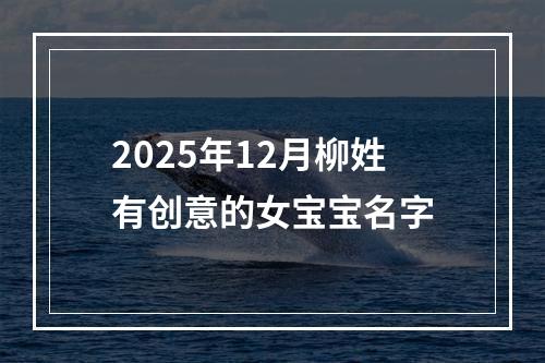 2025年12月柳姓有创意的女宝宝名字