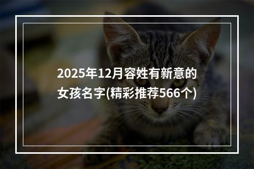 2025年12月容姓有新意的女孩名字(精彩推荐566个)