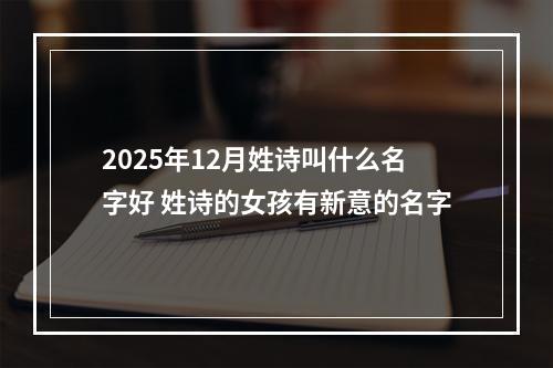 2025年12月姓诗叫什么名字好 姓诗的女孩有新意的名字