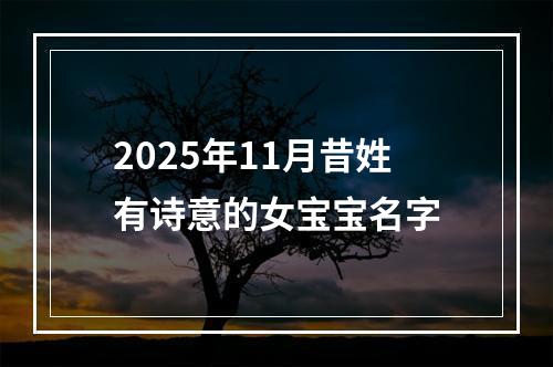 2025年11月昔姓有诗意的女宝宝名字